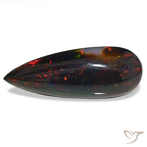 Ópalo negro multicolor natural de 32,18 ct, en forma de pera, opaco