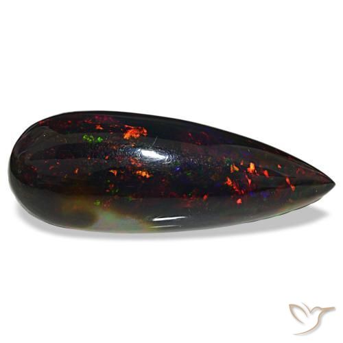 Ópalo negro multicolor natural de 32,18 ct, en forma de pera, opaco