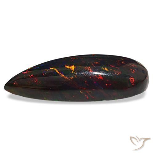 Ópalo negro multicolor natural de 32,18 ct, en forma de pera, opaco