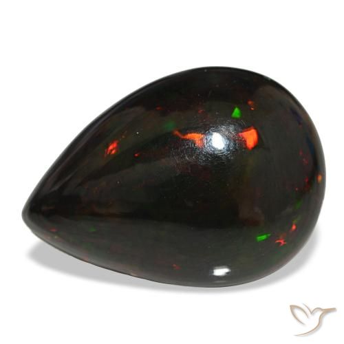 Ópalo negro multicolor natural de 14,48 ct, en forma de pera, opaco