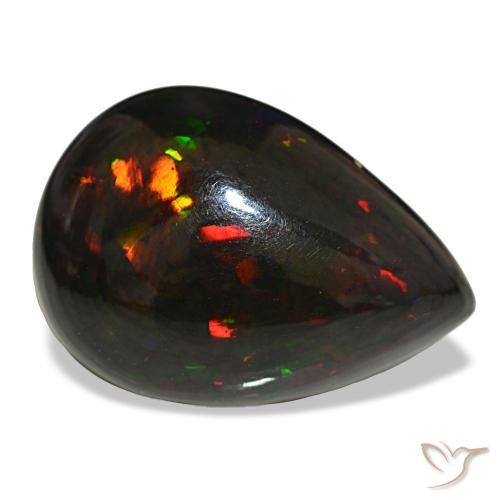 Ópalo negro multicolor natural de 14,48 ct, en forma de pera, opaco