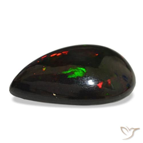Ópalo negro multicolor natural de 14,48 ct, en forma de pera, opaco