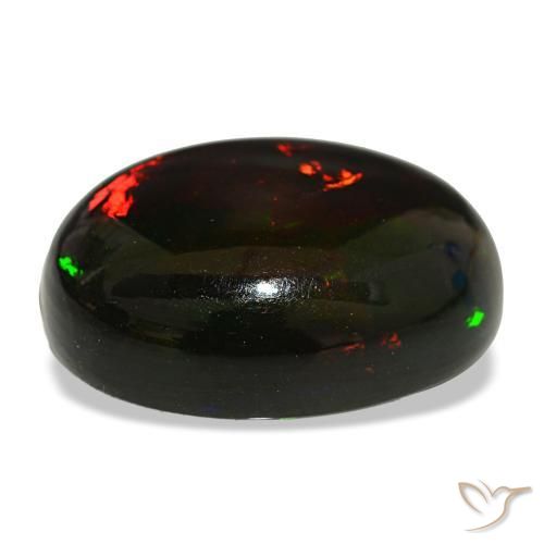 Ópalo negro multicolor natural de 16,22 ct, corte óvalo, opaco