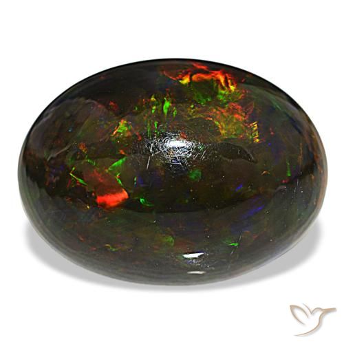 Ópalo negro multicolor natural de 18,89 ct, corte óvalo, opaco