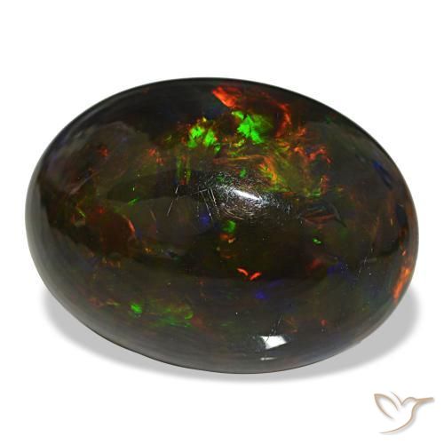 Ópalo negro multicolor natural de 18,89 ct, corte óvalo, opaco