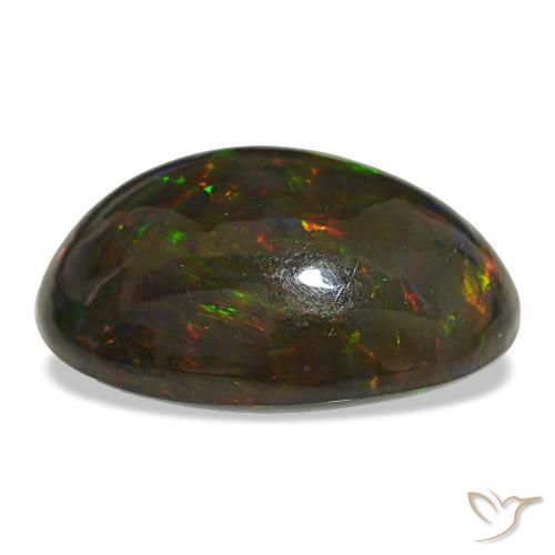 Ópalo negro multicolor natural de 18,89 ct, corte óvalo, opaco