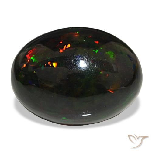 Ópalo negro multicolor natural de 25,47 ct, corte óvalo, opaco
