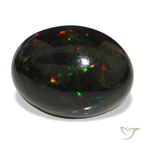 Ópalo negro multicolor natural de 25,47 ct, corte óvalo, opaco