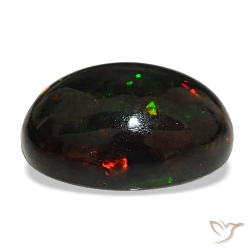 Ópalo negro multicolor natural de 25,47 ct, corte óvalo, opaco
