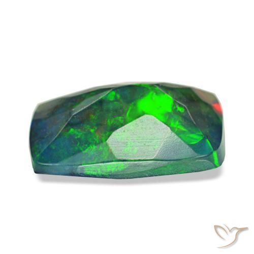 Ópalo negro multicolor natural de 1,36 ct, corte cojín, translúcido