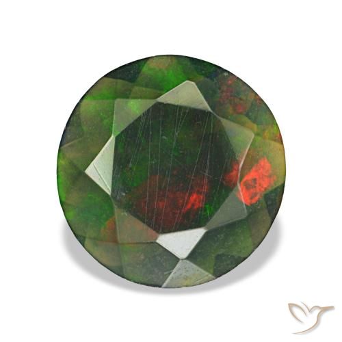 Ópalo negro multicolor natural de 0,73 ct, corte redondo, translúcido