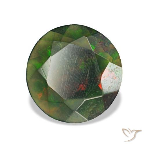 Ópalo negro multicolor natural de 0,73 ct, corte redondo, translúcido