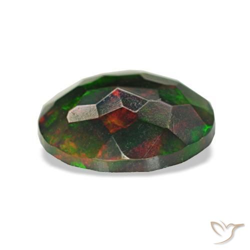 Ópalo negro multicolor natural de 0,73 ct, corte redondo, translúcido