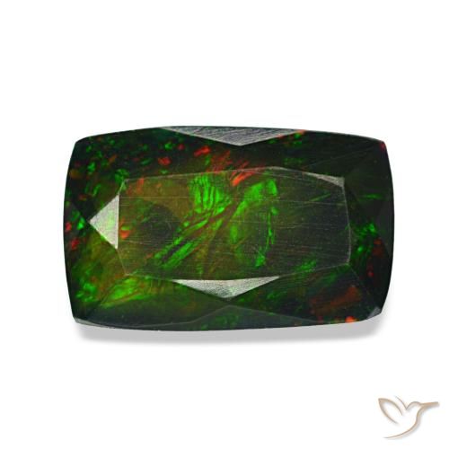 Ópalo negro multicolor natural de 1,13 ct, corte cojín, translúcido