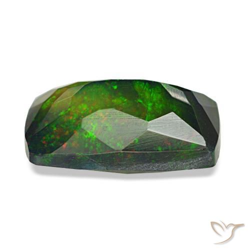 Ópalo negro multicolor natural de 1,13 ct, corte cojín, translúcido