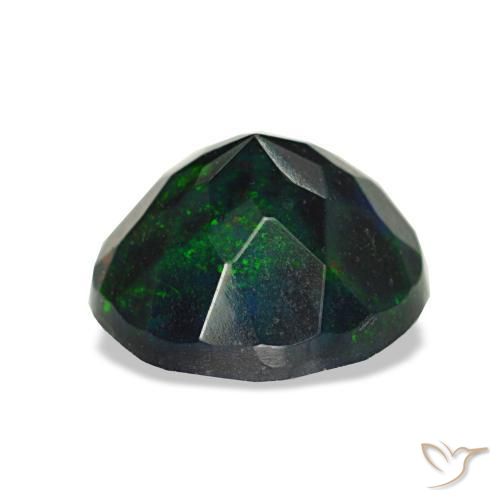 Ópalo negro multicolor natural de 1,08 ct, corte redondo, opaco