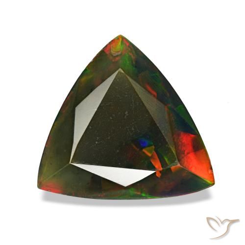 Ópalo negro multicolor de 1,40 ct, trillón, opaco