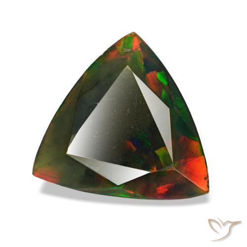 Ópalo negro multicolor natural de 1,40 ct, trillón, opaco