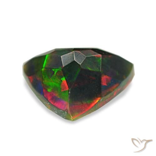 Ópalo negro multicolor natural de 1,40 ct, trillón, opaco