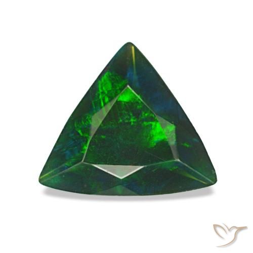Ópalo negro multicolor natural de 0,61 ct, trillón, opaco