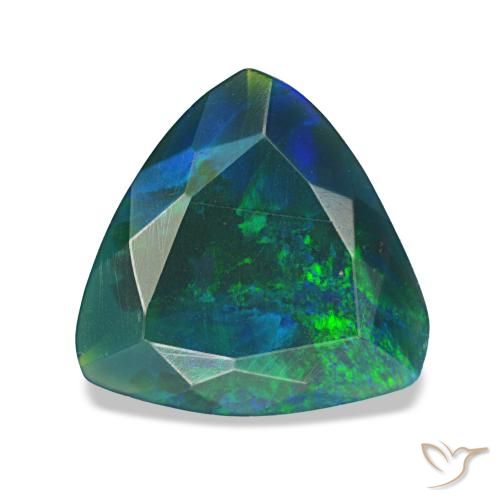 Ópalo negro multicolor natural de 1,18 ct, trillón, opaco