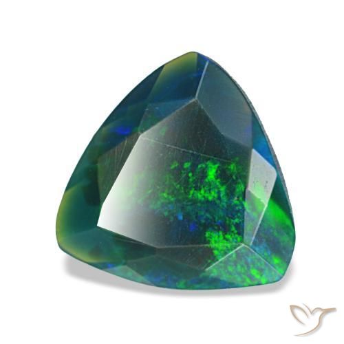 Ópalo negro multicolor natural de 1,18 ct, trillón, opaco