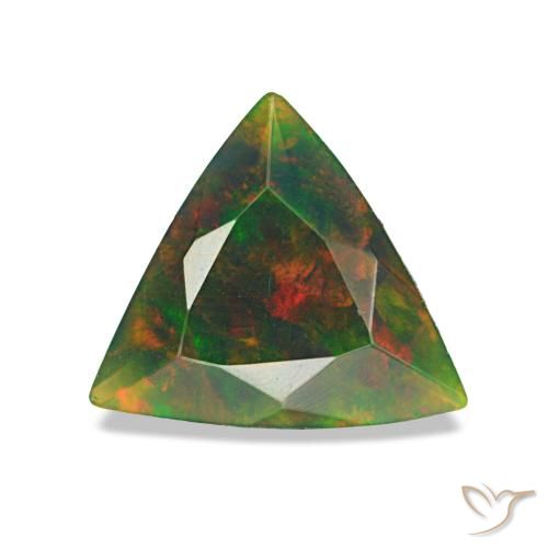 Ópalo negro multicolor de 0,63 ct, trillón, opaco
