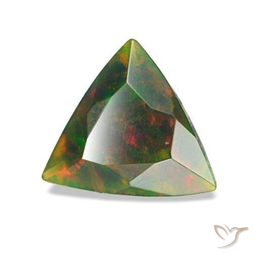 Ópalo negro multicolor natural de 0,63 ct, trillón, opaco