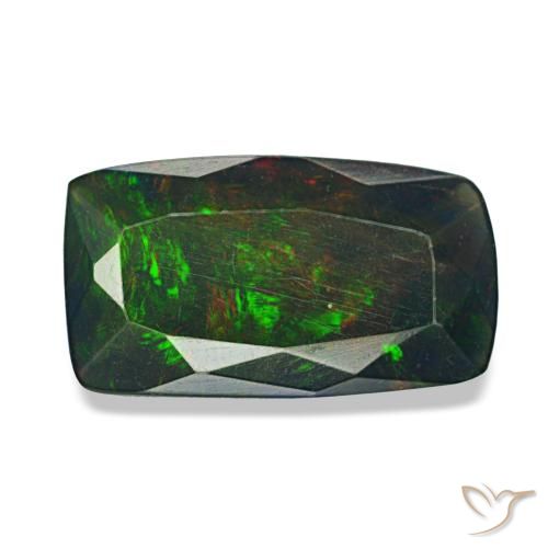 Ópalo negro multicolor de 1,42 ct, cojín, opaco