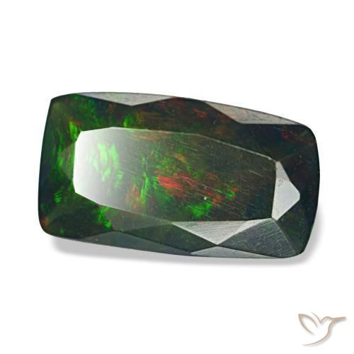 Ópalo negro multicolor natural de 1,42 ct, corte cojín, opaco