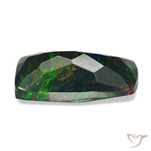 Ópalo negro multicolor natural de 1,42 ct, corte cojín, opaco