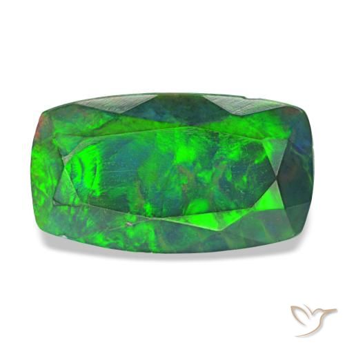 Ópalo negro multicolor natural de 1,31 ct, corte cojín, opaco