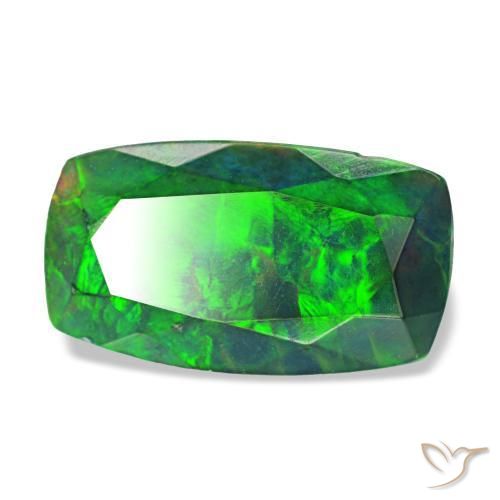 Ópalo negro multicolor natural de 1,31 ct, corte cojín, opaco