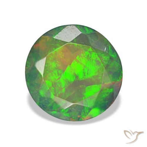 Ópalo negro multicolor de 1,18 ct, redondo, translúcido