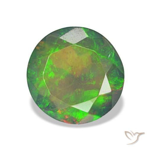 Ópalo negro multicolor natural de 1,18 ct, corte redondo, translúcido