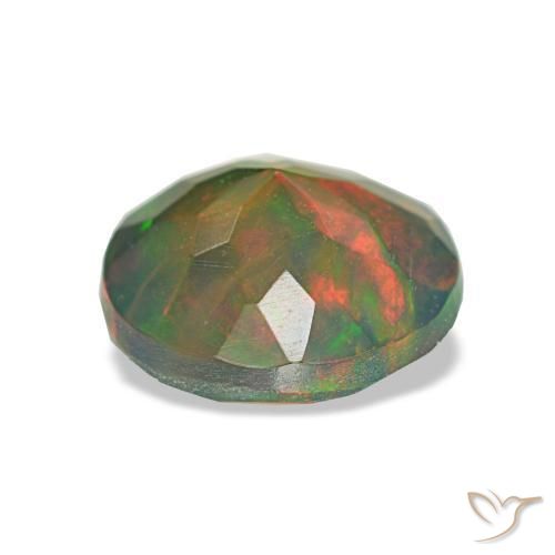 Ópalo negro multicolor natural de 1,18 ct, corte redondo, translúcido