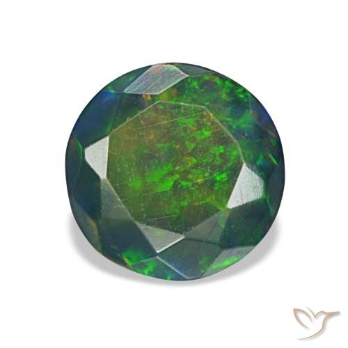 Ópalo negro multicolor natural de 1,08 ct, corte redondo, translúcido