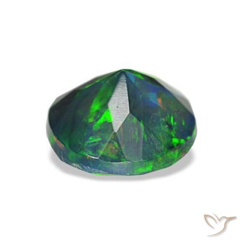 Ópalo negro multicolor natural de 1,08 ct, corte redondo, translúcido