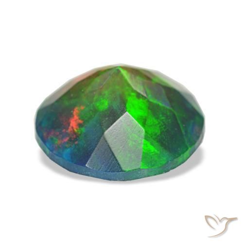 Ópalo negro multicolor natural de 1,49 ct, corte redondo, translúcido