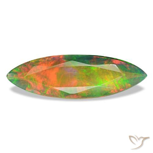 Ópalo negro multicolor natural de 1,79 ct, marquesa, translúcido