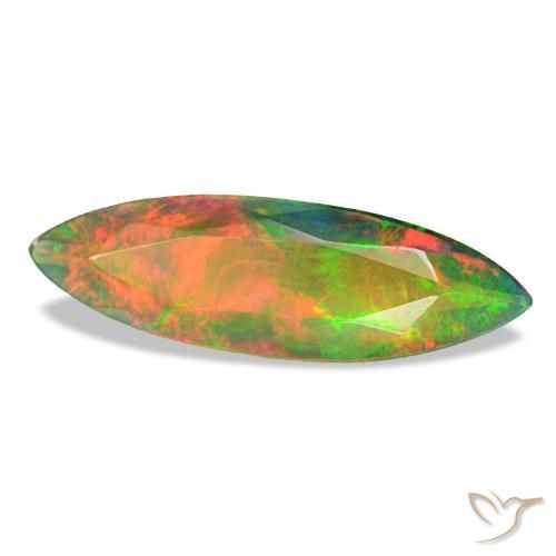 Ópalo negro multicolor natural de 1,79 ct, marquesa, translúcido