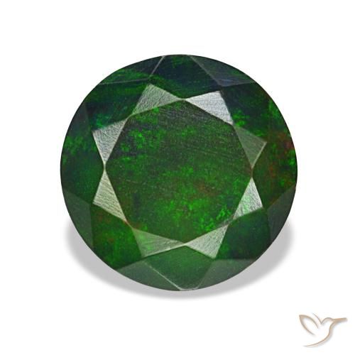 Ópalo negro multicolor natural de 1,36 ct, corte redondo, opaco