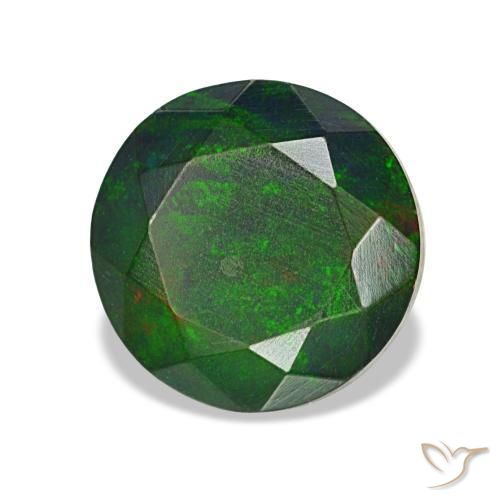 Ópalo negro multicolor natural de 1,36 ct, corte redondo, opaco