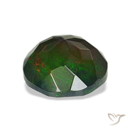 Ópalo negro multicolor natural de 1,36 ct, corte redondo, opaco