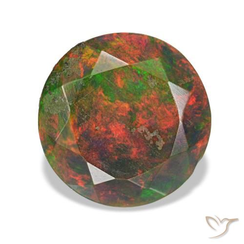 Ópalo negro multicolor natural de 1,57 ct, corte redondo, opaco