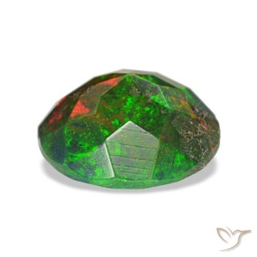 Ópalo negro multicolor natural de 1,57 ct, corte redondo, opaco
