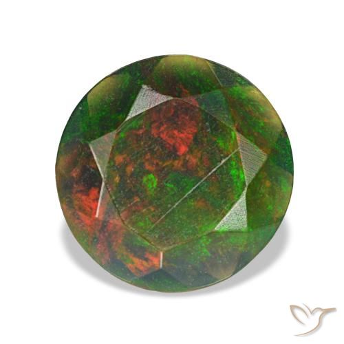 Ópalo negro multicolor de 1,07 ct, redondo, opaco