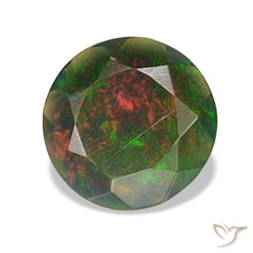 Ópalo negro multicolor natural de 1,07 ct, corte redondo, opaco
