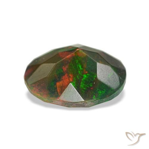 Ópalo negro multicolor natural de 1,07 ct, corte redondo, opaco