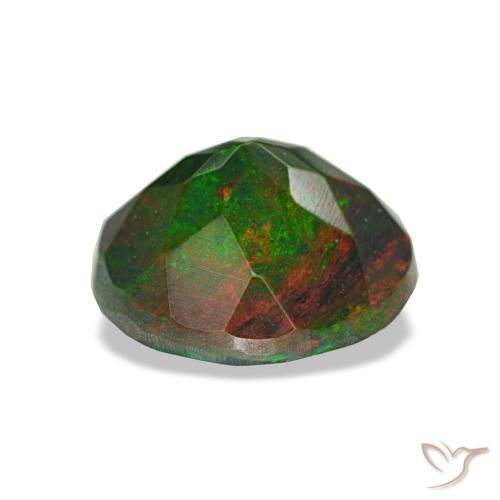 Ópalo negro multicolor natural de 1,34 ct, corte redondo, opaco